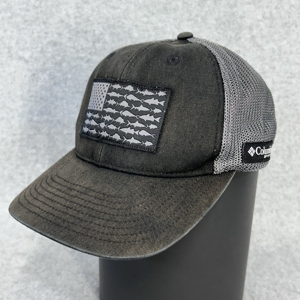 New Columbia PFG Mens L/XL Fitted Fish Flag Trucker Mesh Fishing Outdoor Cap Hat